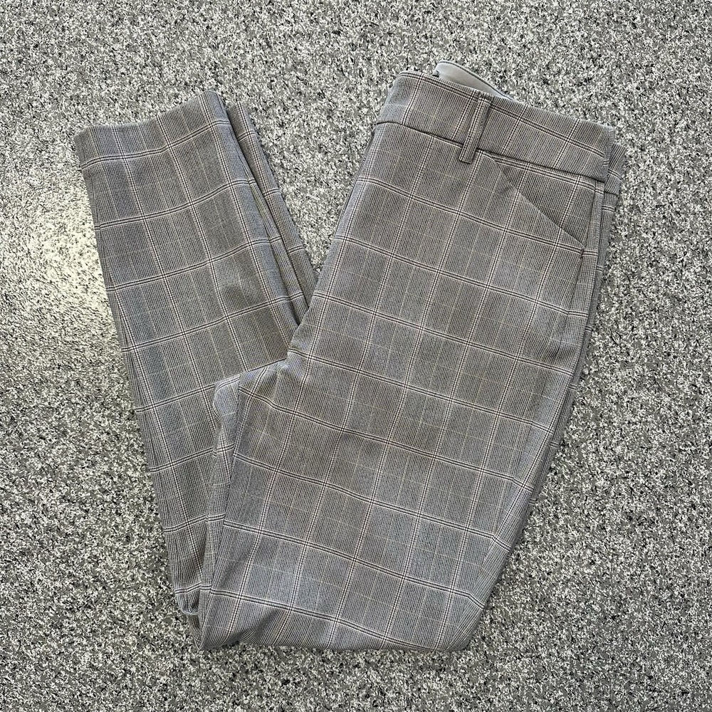 Express Editor Pants Womens 4S 29x25 High Rise Skinny Grey Plaid Office Career